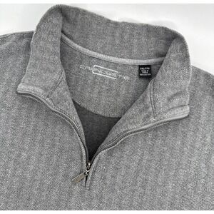Carnoustie 1/4 Zip Pullover Men's XXL Gray Herringbone Cotton Mock Neck